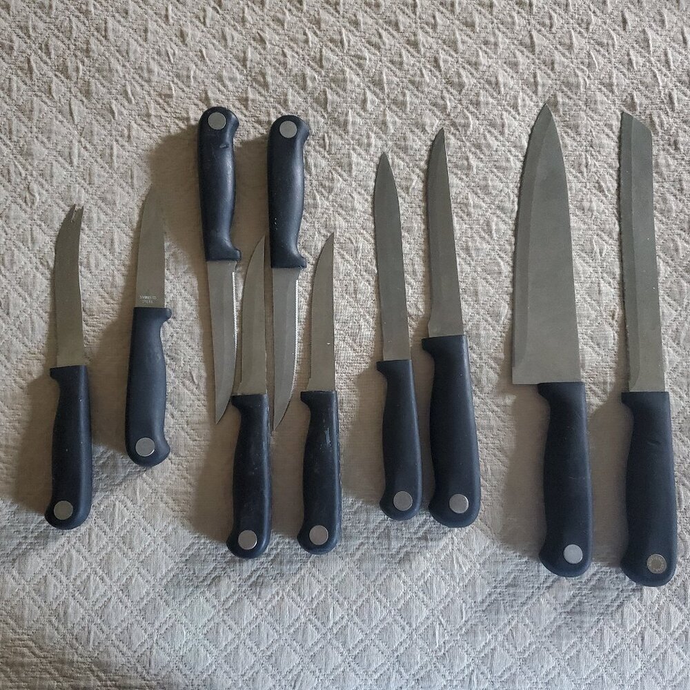 Martha Stewart 10pc Stainless Steel Cutlery Knife Set w/ Black Handle 3.5" to 8"